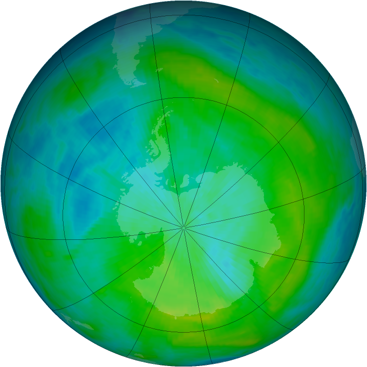 Antarctic ozone map for 02 March 1980